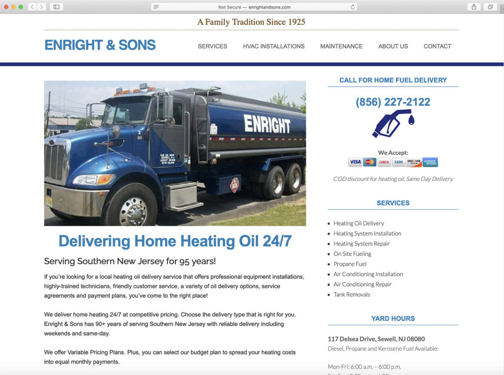 Enright and Sons website