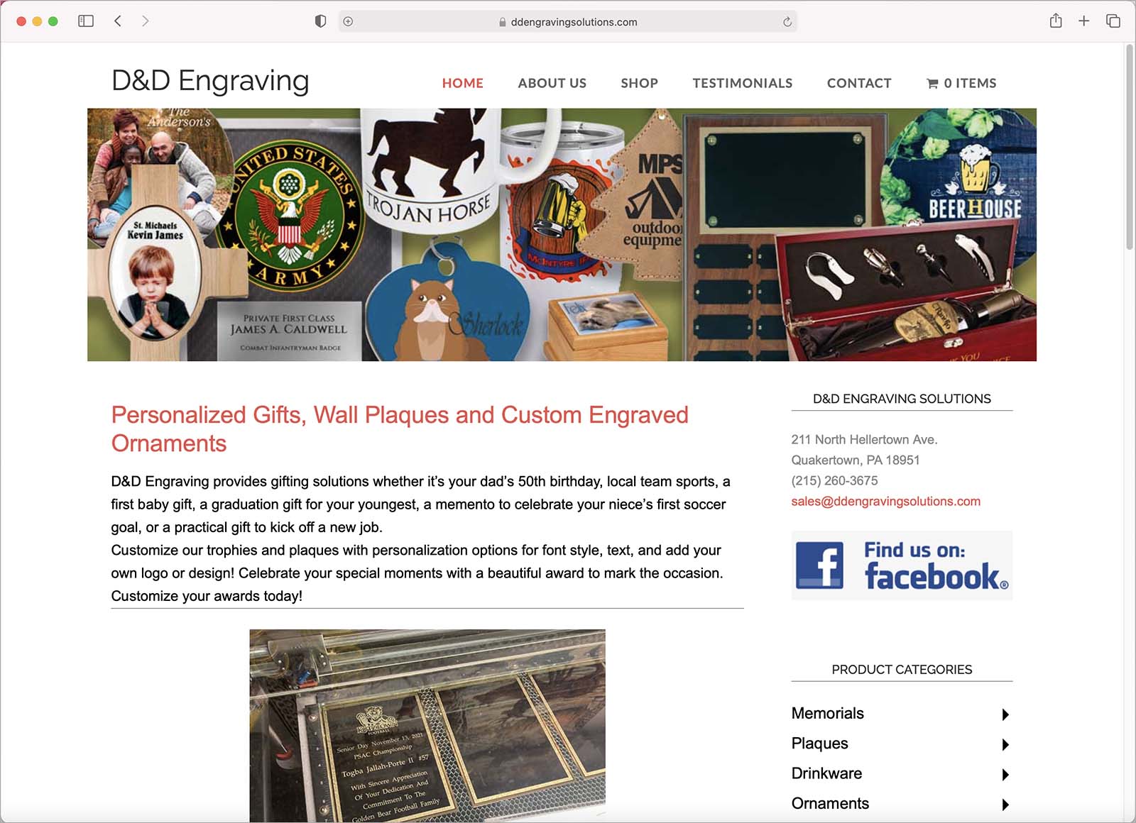 D&D Engraving website design